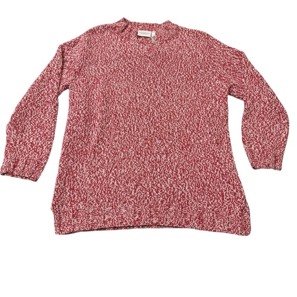 Red White Knit Sweater Women’s Size L - Picture 3 of 7